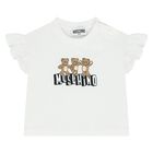 Younger Girls White & Pink Teddy Bear Logo Skirt Set, 1, hi-res