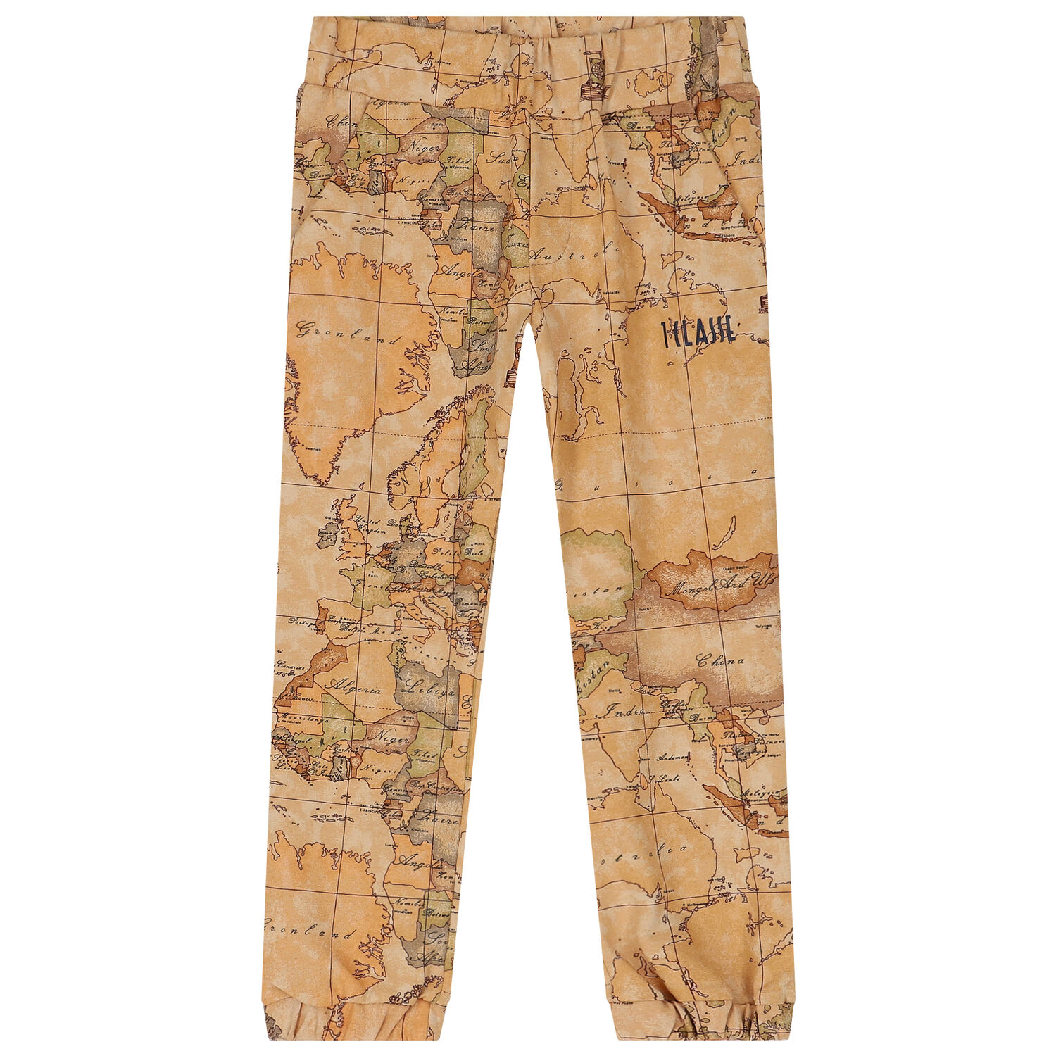 Boys Beige Geo Map Logo Joggers, 1, hi-res