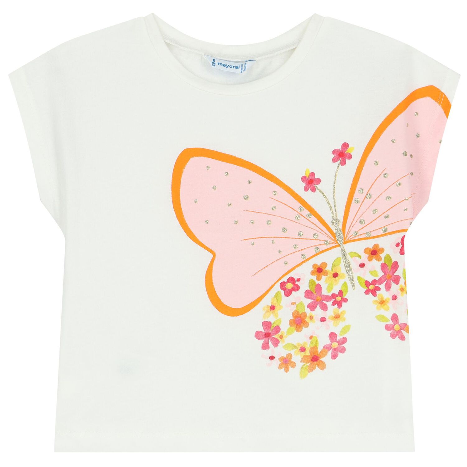 Girls Orange & White Skirt Set (3 Piece), 1, hi-res