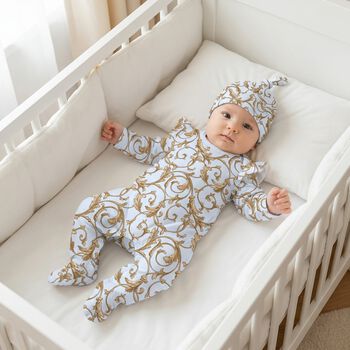 Baby Girls Blue & Gold Babygrow Gift Set