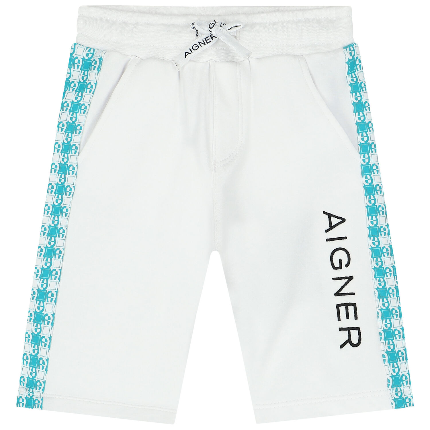 Younger Boys White Logo Shorts, 1, hi-res image number null