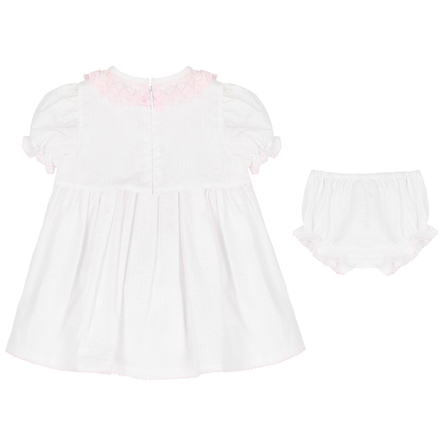 Baby Girls White & Pink Dress Set, 1, hi-res