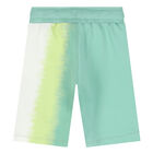 Younger Boys Green & White Logo Shorts, 1, hi-res