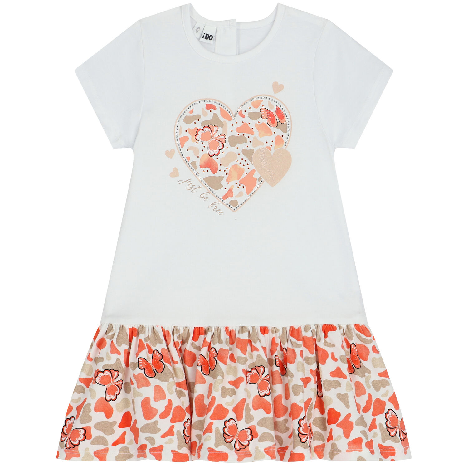 Girls White Heart Dress, 1, hi-res