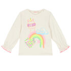 Younger Girls Ivory Llama Long Sleeve Top, 1, hi-res
