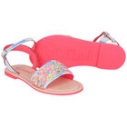 Girls Iridescent Silver Sequin Sandals, 1, hi-res