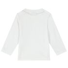Younger Boys White Logo Long Sleeve Top, 2, hi-res