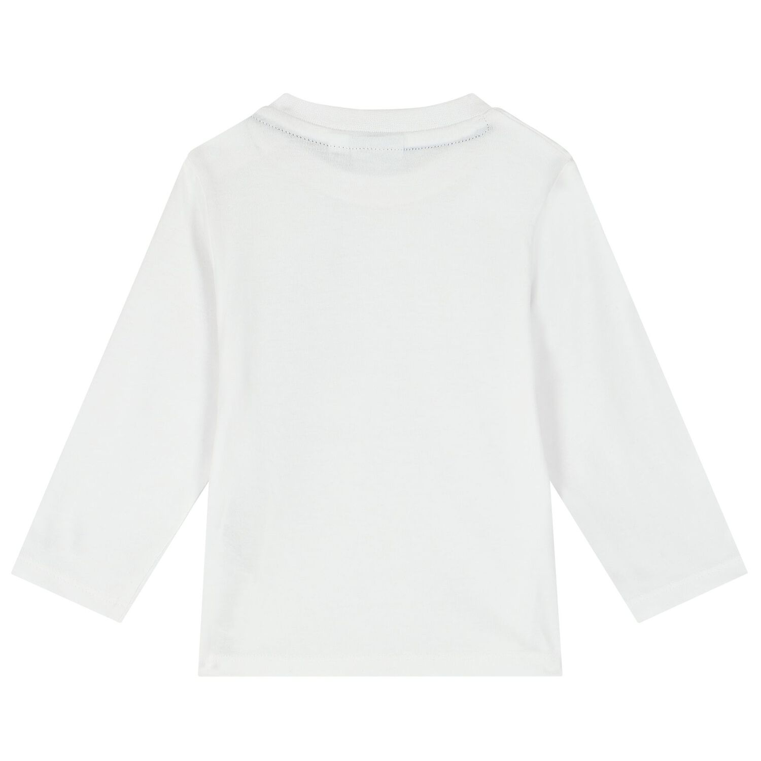 Younger Boys White Logo Long Sleeve Top, 2, hi-res