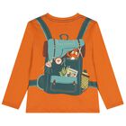 Boys Orange Bag Long Sleeve Top, 1, hi-res