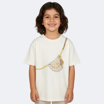 Girls Ivory Bag Logo T-Shirt