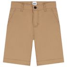 Boys Beige Chino Shorts, 1, hi-res