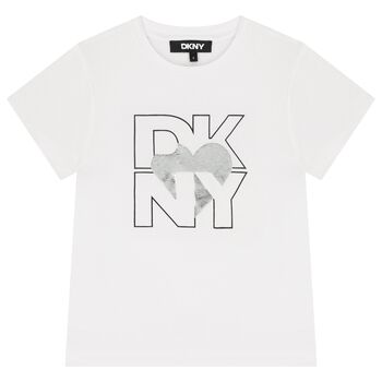 Girls White Logo Heart T-Shirt
