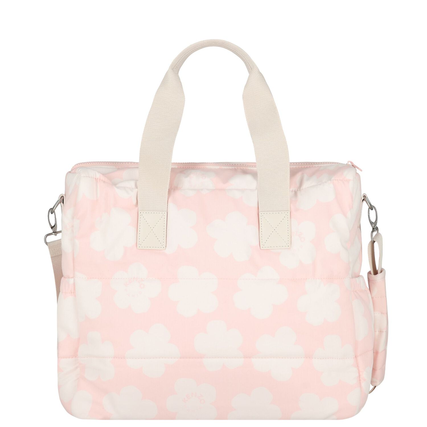 Baby Girls Pink & Ivory Flower Logo Changing Bag, 1, hi-res