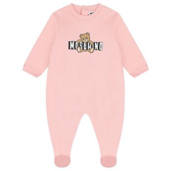 Baby Girls Teddy Bear Logo Babygrow