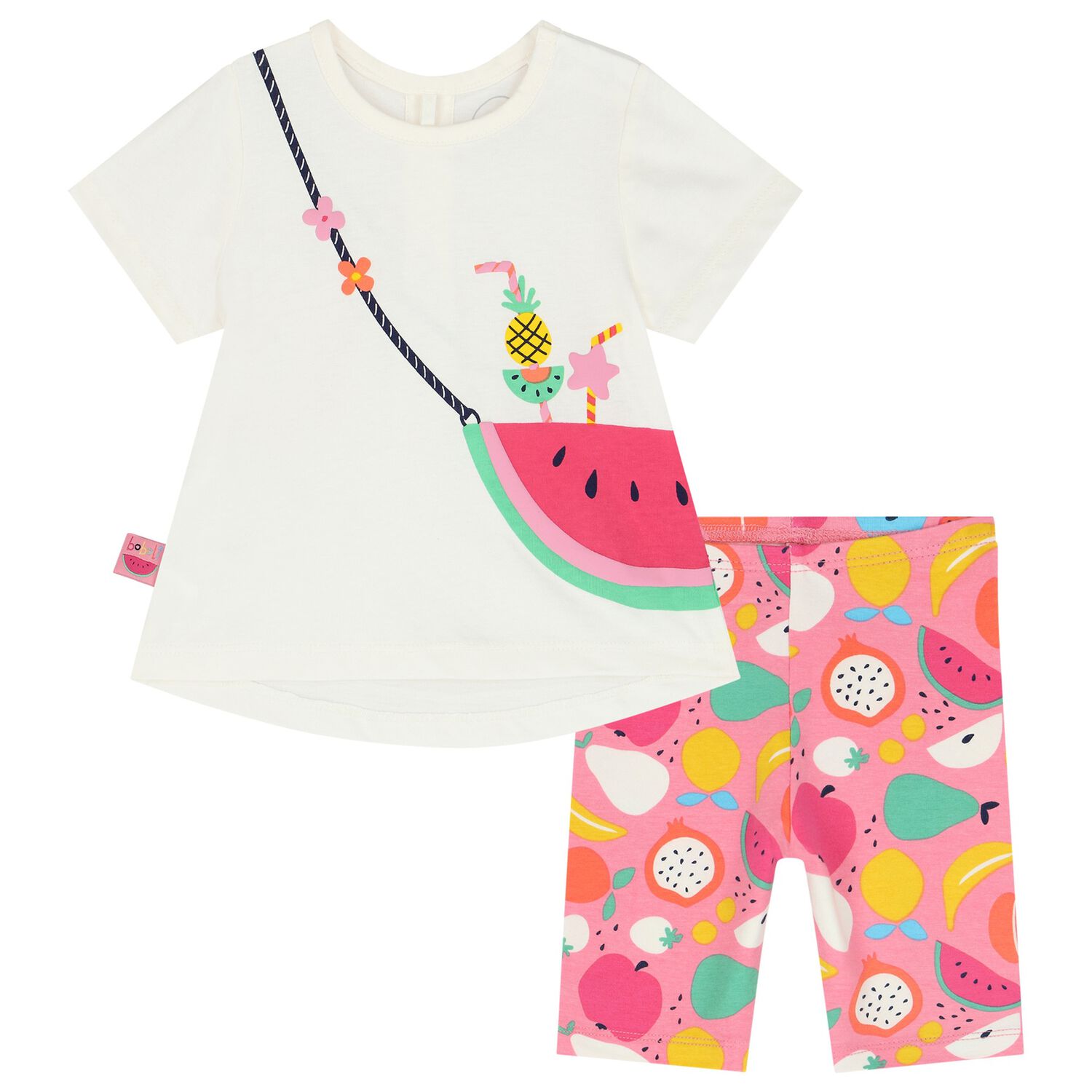 Baby Girls Ivory & Pink Fruits Leggings Set, 1, hi-res