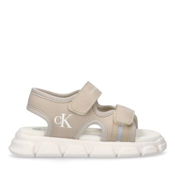 Beige & White Younger Logo Sandals