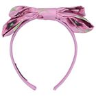 Girls Pink Floral Bow Headband, 1, hi-res