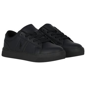 Boys Black Logo Trainers