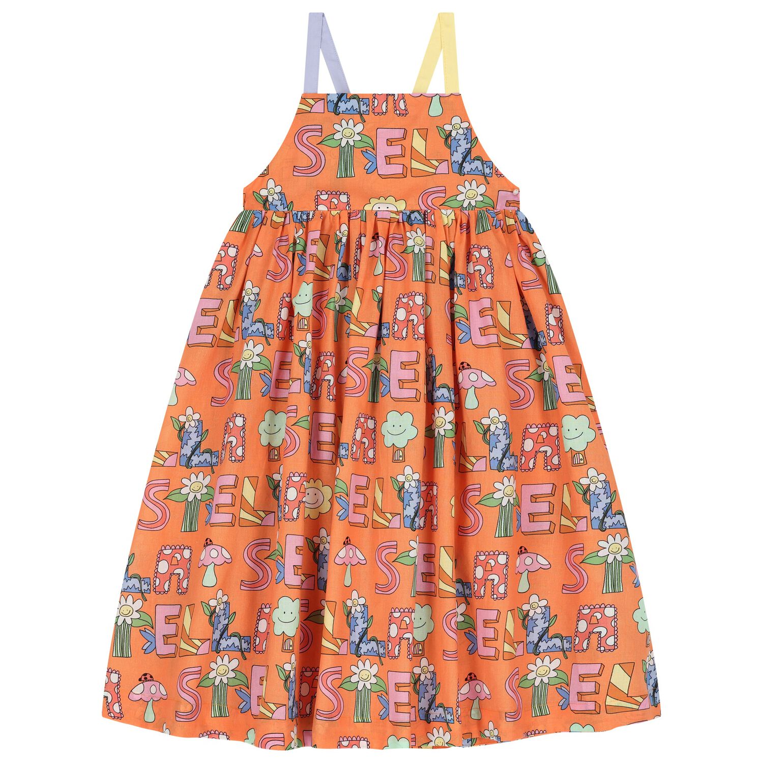 Girls Orange Logo Flower Dress, 1, hi-res image number null