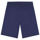 Boys White & Navy Blue Logo Shorts Set, 2, hi-res