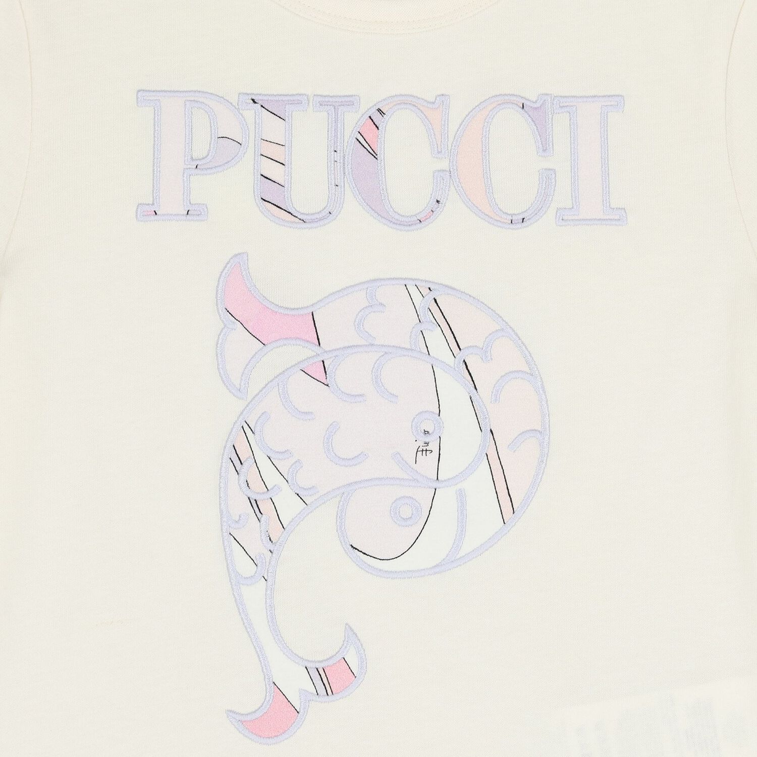 Girls Ivory Embroidered Logo T-Shirt, 2, hi-res