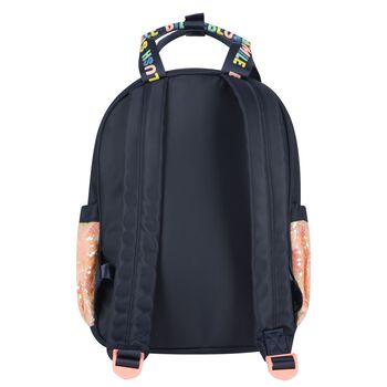 Girls Navy Blue Sequin Logo Backpack