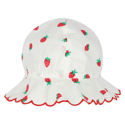 Younger Girls White & Red Strawberry Hat