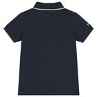 Boys Navy Blue & Beige Polo Shirt, 2, hi-res
