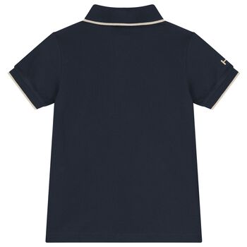 Boys Navy Blue & Beige Polo Shirt