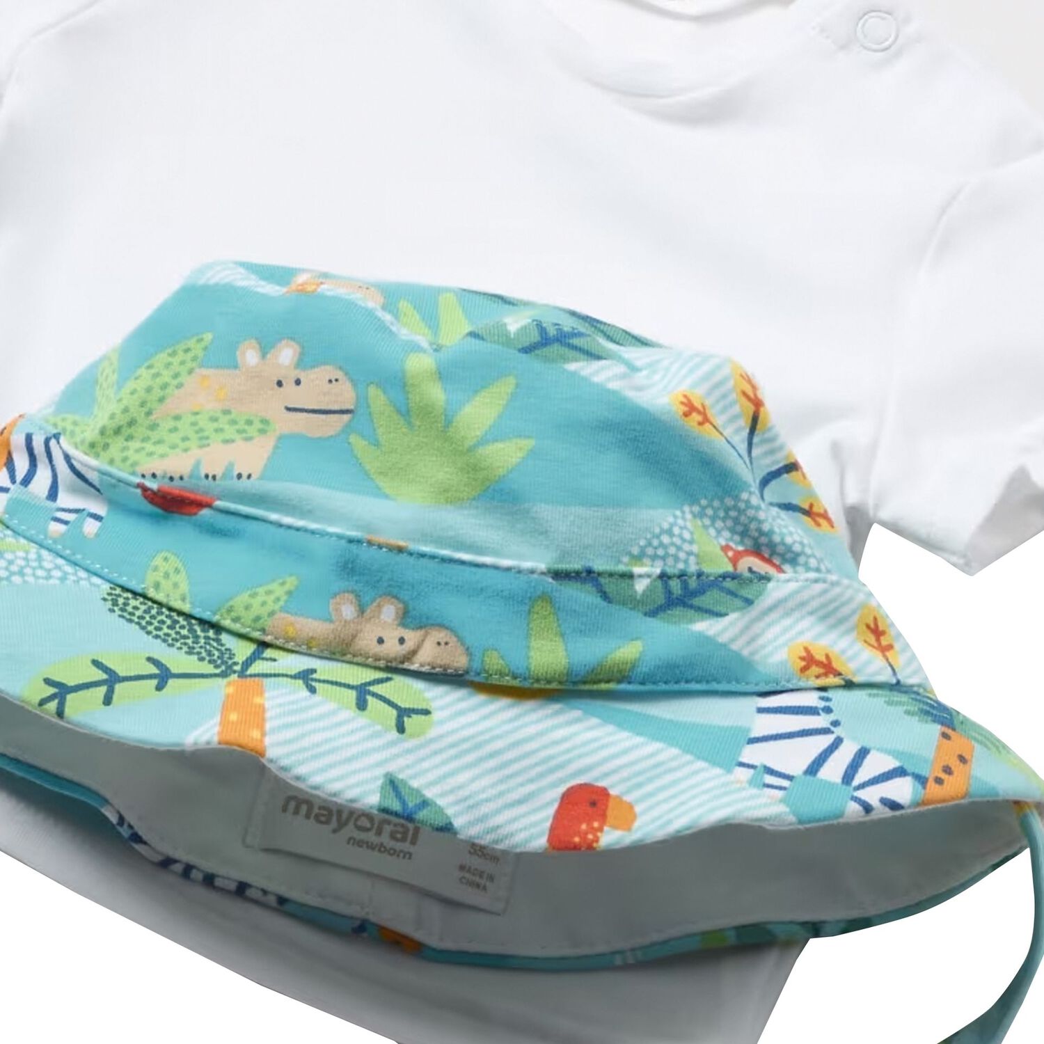 Baby Boys White & Blue Dungaree & Hat Set, 2, hi-res image number null