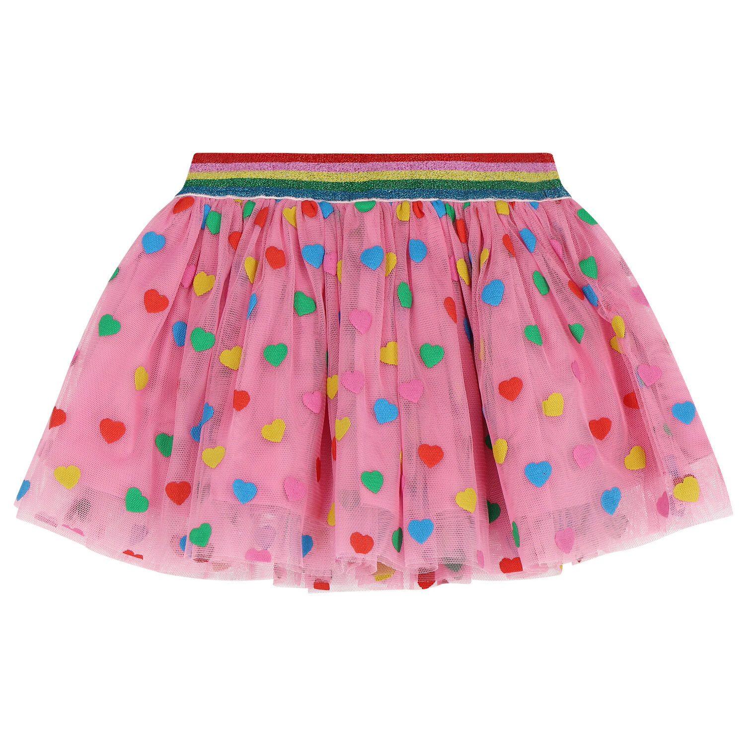 Younger Girls Pink Tulle Heart Skirt, 1, hi-res