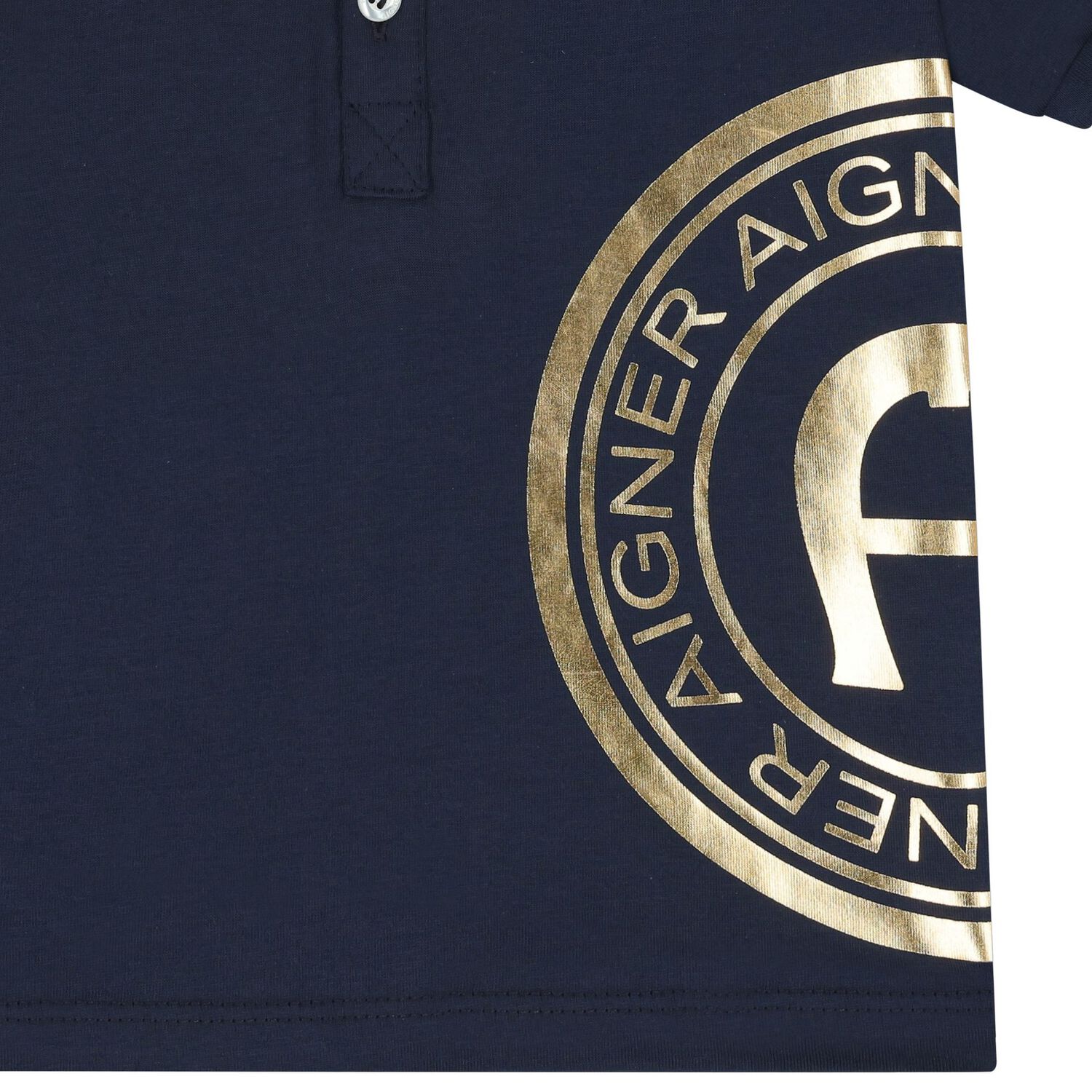 Younger Boys Navy Blue & Gold Polo Shirt, 2, hi-res