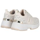 Girls Ivory & Gold Logo Trainers, 1, hi-res
