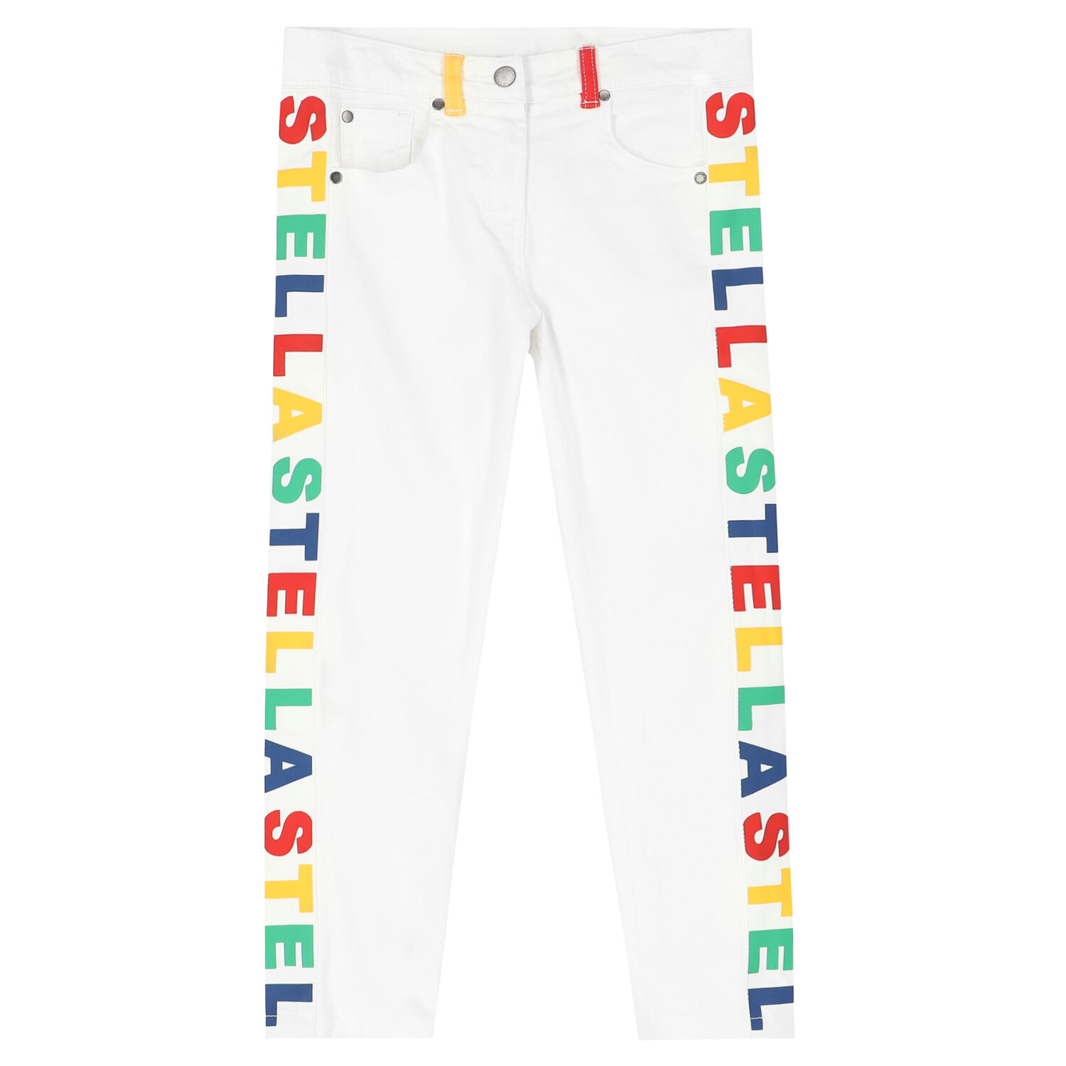 Girls White Logo Jeans, 1, hi-res