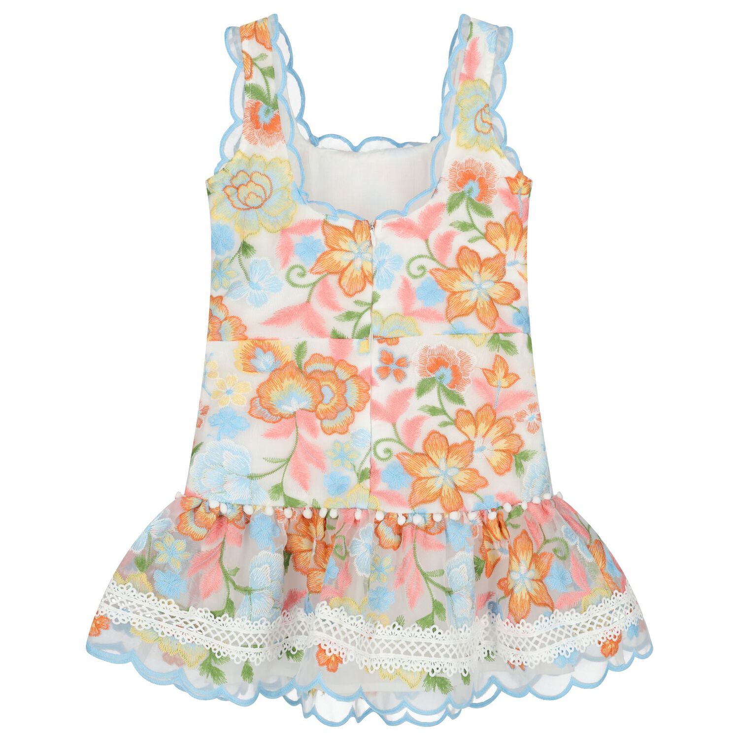 Girls Multi-Coloured Embroidered Dress, 1, hi-res