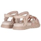 Girls Beige Logo Sandals , 2, hi-res