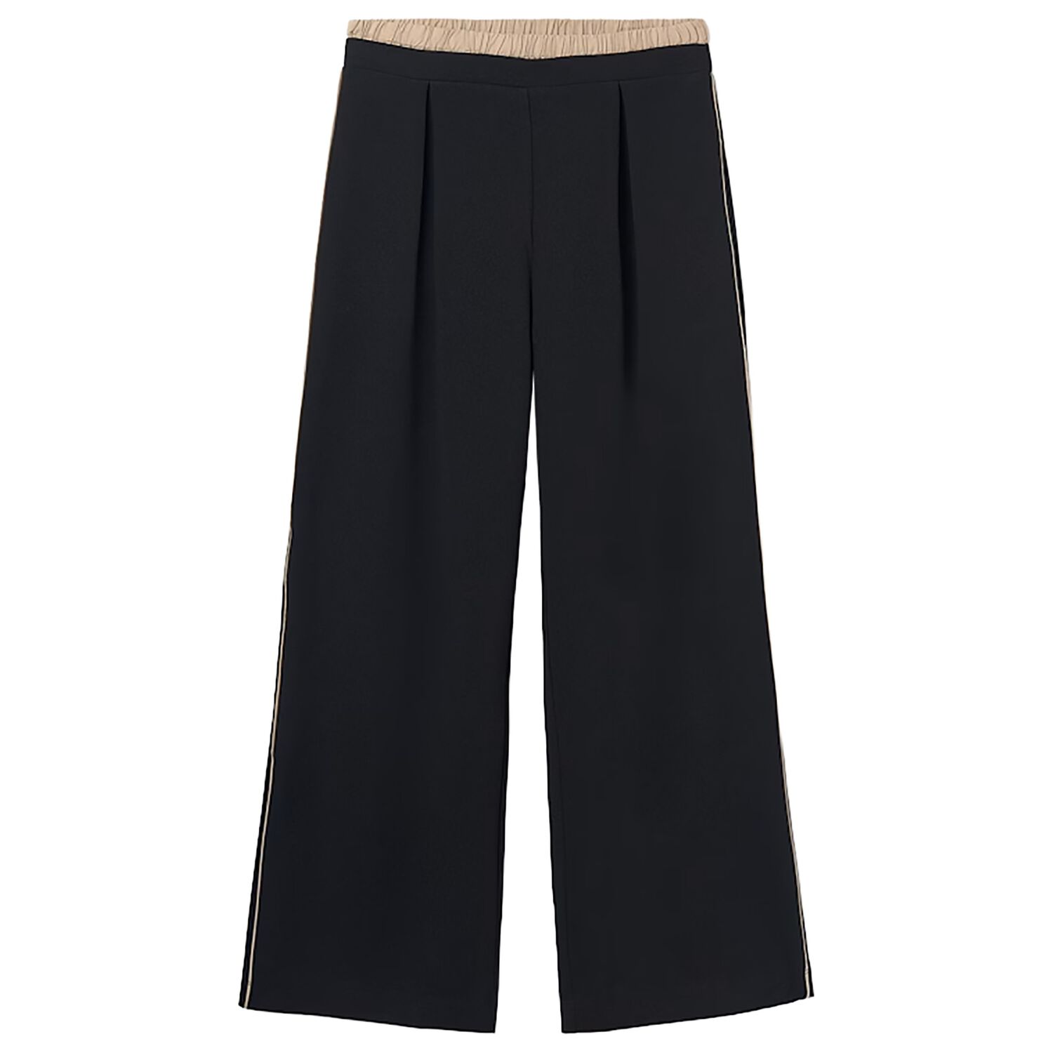 Girls Black Pleated Trousers, 1, hi-res
