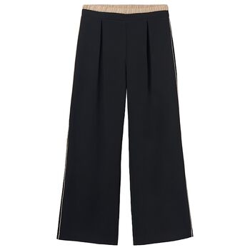 Girls Black Pleated Trousers