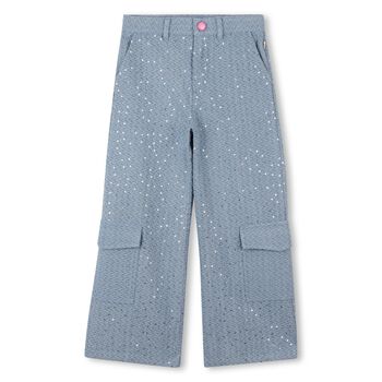 Girls Blue Embellished Trousers