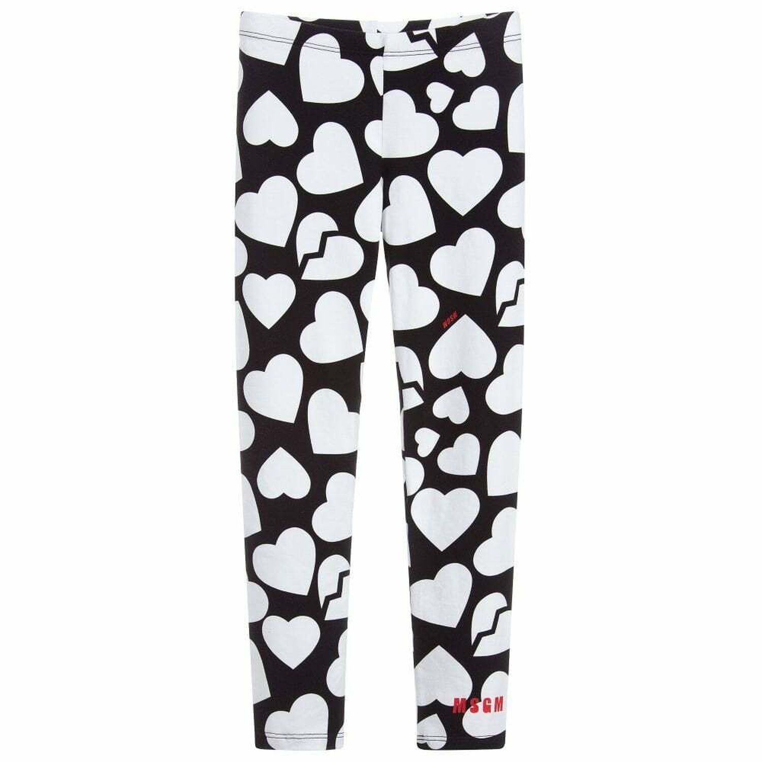 Girls Black & White Printed Leggings, 1, hi-res image number null