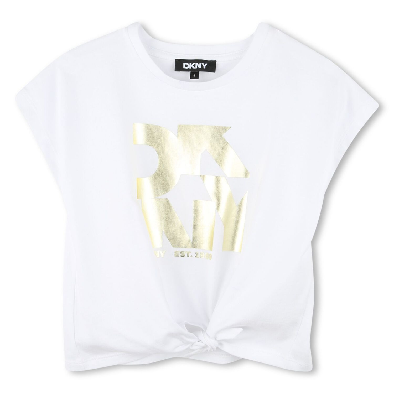 Girls White & Gold Logo T-Shirt, 1, hi-res