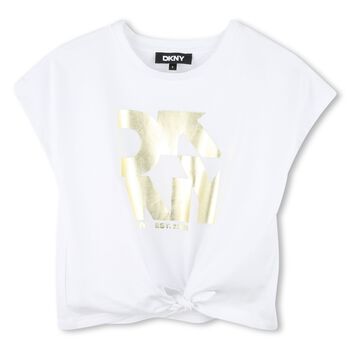Girls White & Gold Logo T-Shirt