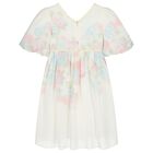 Girls Ivory Floral Chiffon Dress, 1, hi-res