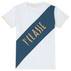 Boys White & Blue Logo T-Shirt, 1, hi-res