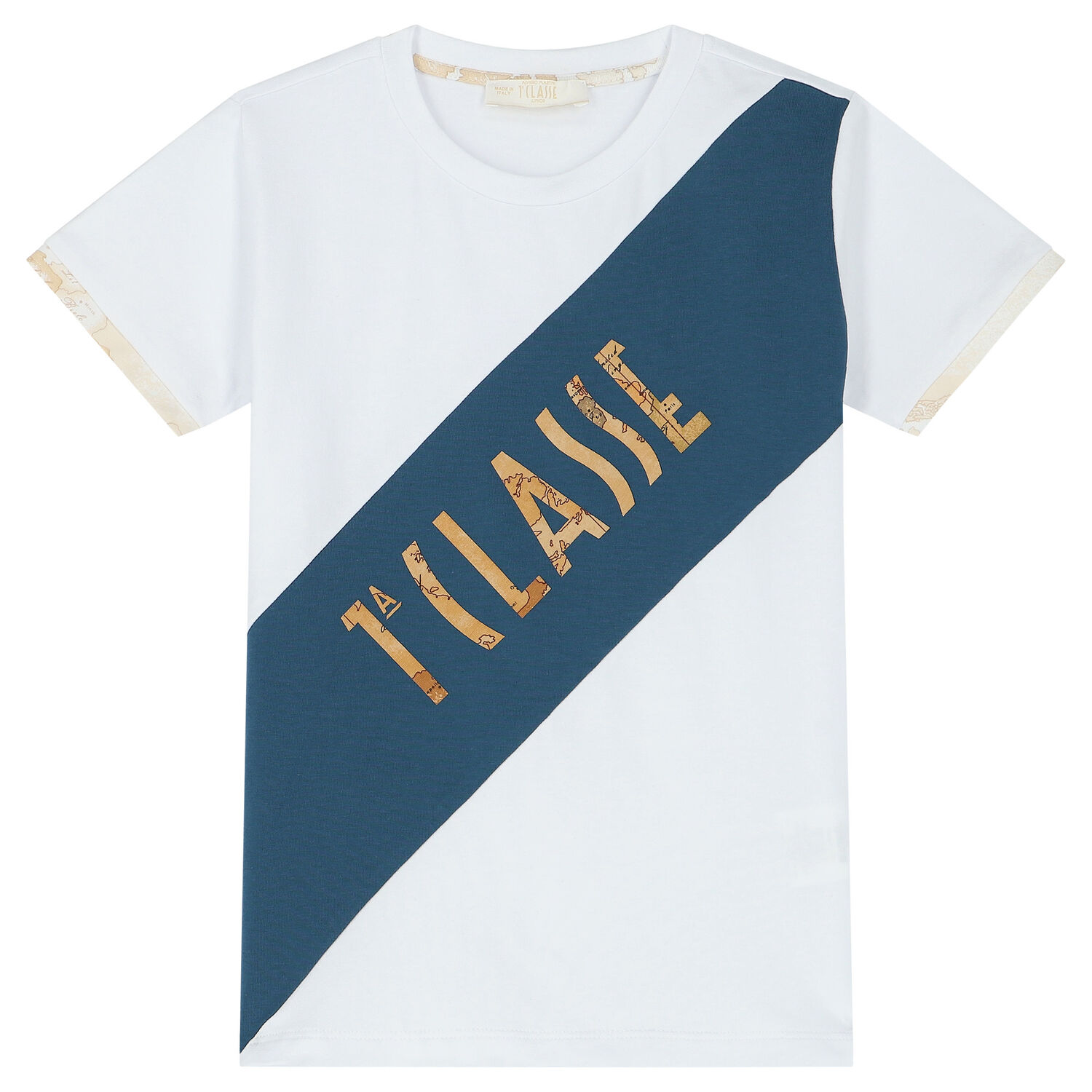 Boys White & Blue Logo T-Shirt, 1, hi-res