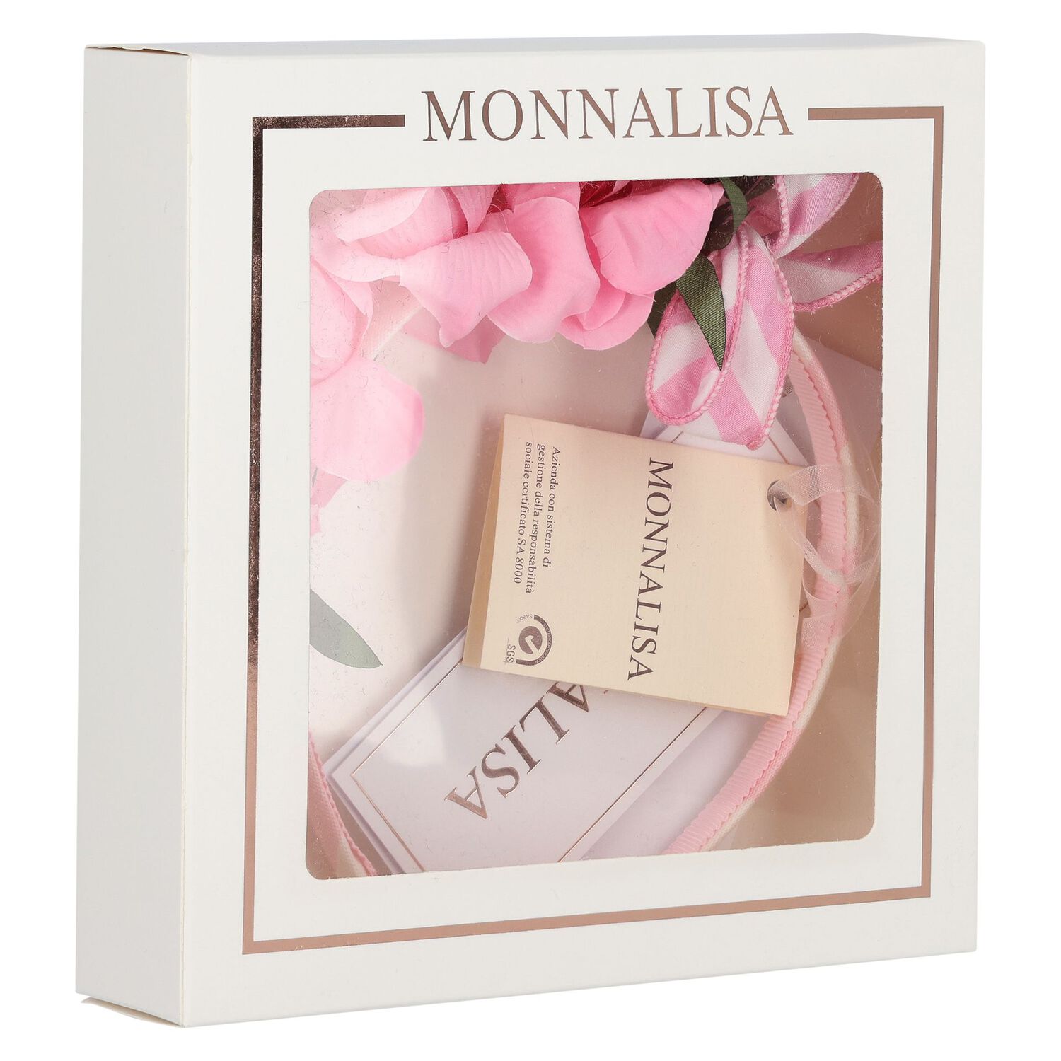 Girls Pink Rose Headband, 1, hi-res