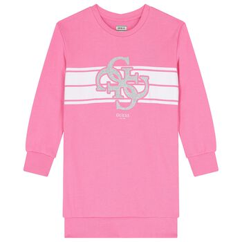 Girls Pink Logo Sweatshirt Dress