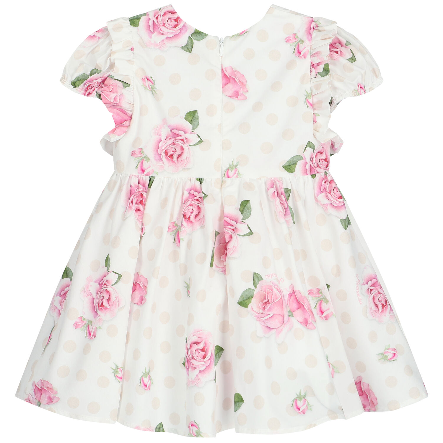 Younger Girls White & Pink Roses Dress, 1, hi-res
