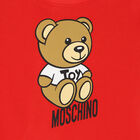 Girls Red Teddy Bear Logo Dress, 1, hi-res