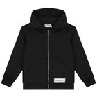Black Logo Hooded Zip Up Top, 2, hi-res